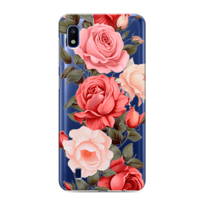 Силиконовый противоударный чехол на Samsung Galaxy A10 с принтом Розы Силиконовый противоударный чехол на Samsung Galaxy A10 с принтом Розы