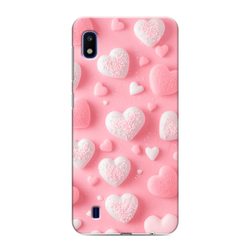 Силиконовый противоударный чехол на Samsung Galaxy A10 с принтом Сердечки Силиконовый противоударный чехол на Samsung Galaxy A10 с принтом Сердечки