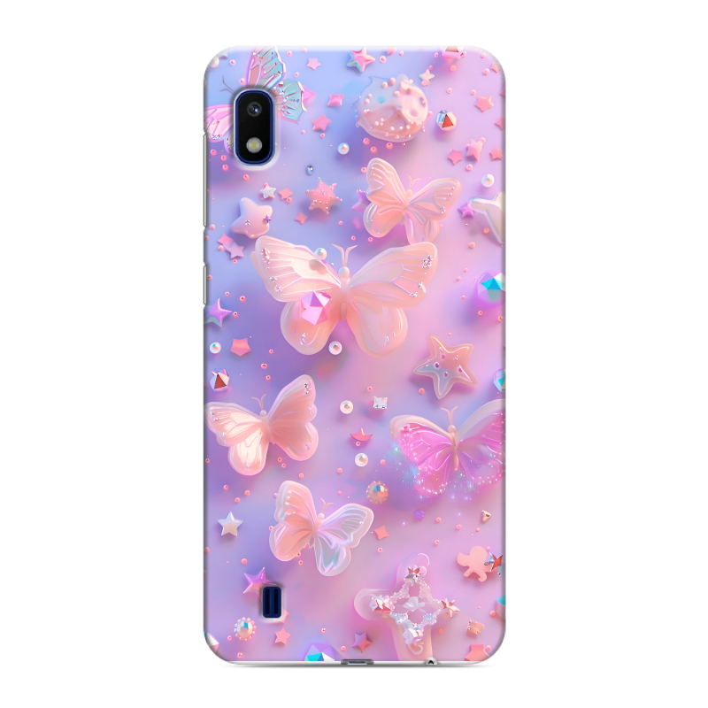 Силиконовый противоударный чехол на Samsung Galaxy A10 с принтом Бабочки Силиконовый противоударный чехол на Samsung Galaxy A10 с принтом Бабочки