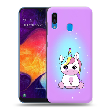 Силиконовый противоударный чехол на Samsung Galaxy A40 с принтом Единорог Силиконовый противоударный чехол на Samsung Galaxy A40 с принтом Единорог