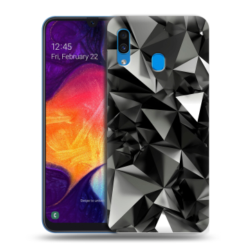 Силиконовый противоударный чехол на Samsung Galaxy A40 с принтом Черные кристаллы Силиконовый противоударный чехол на Samsung Galaxy A40 с принтом Черные кристаллы
