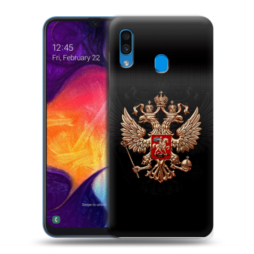 Силиконовый противоударный чехол на Samsung Galaxy A40 с принтом Герб России Силиконовый противоударный чехол на Samsung Galaxy A40 с принтом Герб России