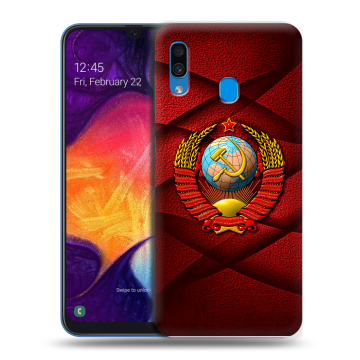 Силиконовый противоударный чехол на Samsung Galaxy A40 с принтом Герб СССР Силиконовый противоударный чехол на Samsung Galaxy A40 с принтом Герб СССР