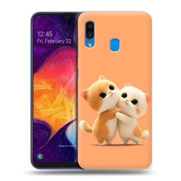 Силиконовый противоударный чехол на Samsung Galaxy A40 с принтом Милые котики Силиконовый противоударный чехол на Samsung Galaxy A40 с принтом Милые котики