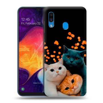 Силиконовый противоударный чехол на Samsung Galaxy A40 с принтом Кошки Силиконовый противоударный чехол на Samsung Galaxy A40 с принтом Кошки
