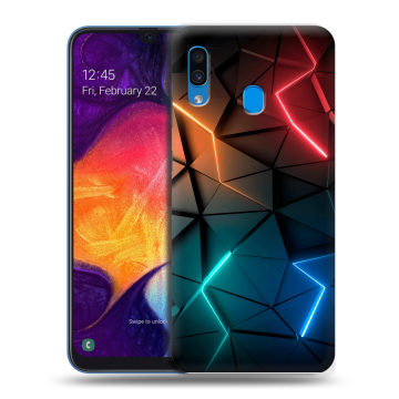 Силиконовый противоударный чехол на Samsung Galaxy A40 с принтом Абстракция неон Силиконовый противоударный чехол на Samsung Galaxy A40 с принтом Абстракция неон