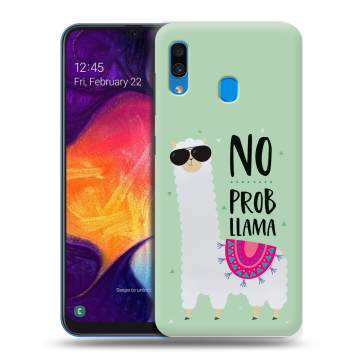 Силиконовый противоударный чехол на Samsung Galaxy A40 с принтом Лама Силиконовый противоударный чехол на Samsung Galaxy A40 с принтом Лама