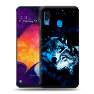 Силиконовый противоударный чехол на Samsung Galaxy A40 с принтом Волки Силиконовый противоударный чехол на Samsung Galaxy A40 с принтом Волки