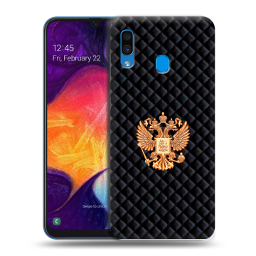 Силиконовый противоударный чехол на Samsung Galaxy A40 с принтом Герб России принт