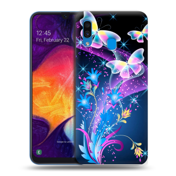 Силиконовый противоударный чехол на Samsung Galaxy A40 с принтом Бабочки