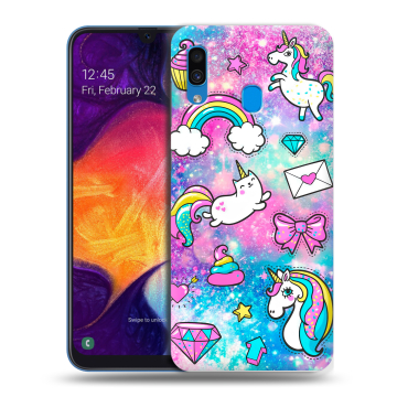 Силиконовый противоударный чехол на Samsung Galaxy A40 с принтом Единороги