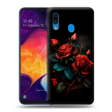 Силиконовый противоударный чехол на Samsung Galaxy A40 с принтом Розы красные