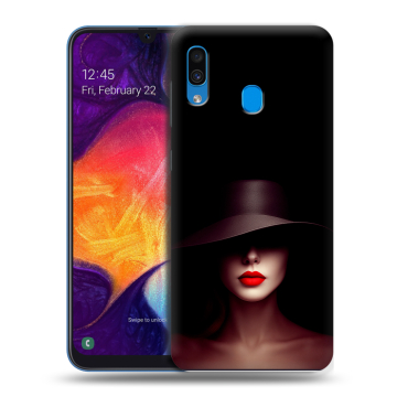 Силиконовый противоударный чехол на Samsung Galaxy A40 с принтом Девушка в шляпе