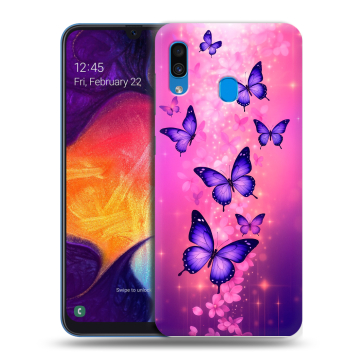 Силиконовый противоударный чехол на Samsung Galaxy A40 с принтом Бабочки