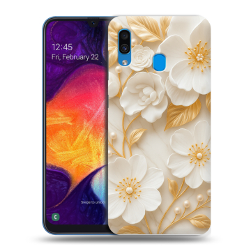 Силиконовый противоударный чехол на Samsung Galaxy A40 с принтом Цветы