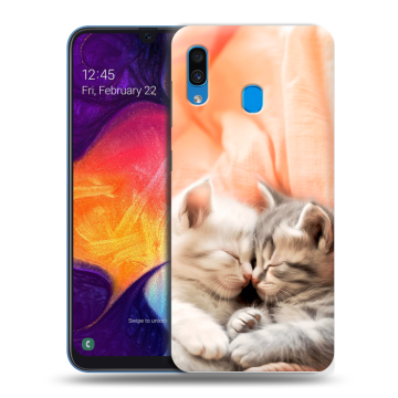Силиконовый противоударный чехол на Samsung Galaxy A40 с принтом Котята Силиконовый противоударный чехол на Samsung Galaxy A40 с принтом Котята