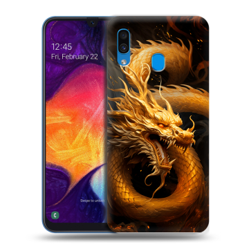 Силиконовый противоударный чехол на Samsung Galaxy A40 с принтом Золотой дракон