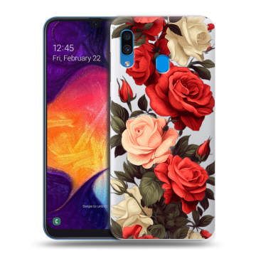 Силиконовый противоударный чехол на Samsung Galaxy A40 с принтом Розы Силиконовый противоударный чехол на Samsung Galaxy A40 с принтом Розы