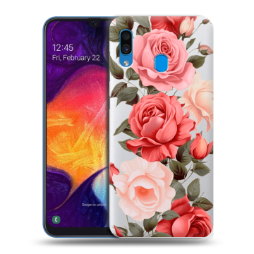 Силиконовый противоударный чехол на Samsung Galaxy A40 с принтом Розы Силиконовый противоударный чехол на Samsung Galaxy A40 с принтом Розы