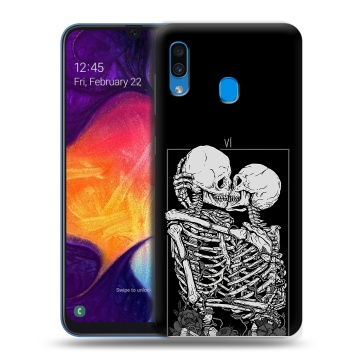 Силиконовый противоударный чехол на Samsung Galaxy A40 с принтом Поцелуй скелетов