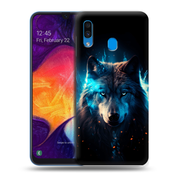 Силиконовый противоударный чехол на Samsung Galaxy A40 с принтом Волк ночной
