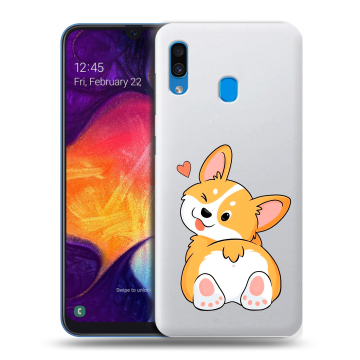 Силиконовый противоударный чехол на Samsung Galaxy A40 с принтом Корги Силиконовый противоударный чехол на Samsung Galaxy A40 с принтом Корги