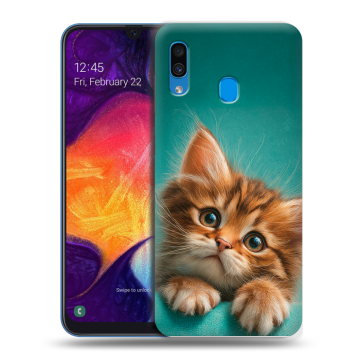Силиконовый противоударный чехол на Samsung Galaxy A40 с принтом котенок