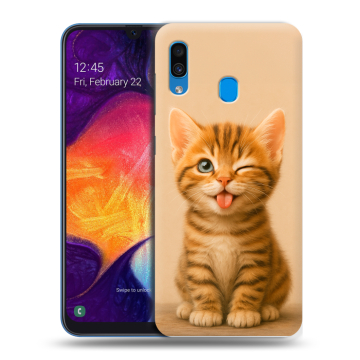 Силиконовый противоударный чехол на Samsung Galaxy A40 с принтом котенок