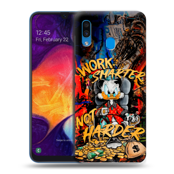 Силиконовый противоударный чехол на Samsung Galaxy A40 с принтом Дональд Дак Деньги