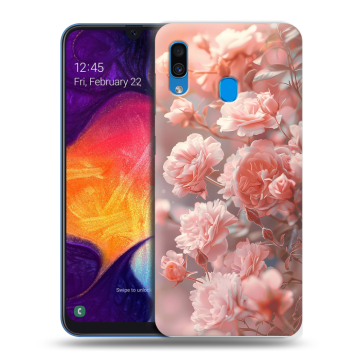 Силиконовый противоударный чехол на Samsung Galaxy A40 с принтом Розовые розы Силиконовый противоударный чехол на Samsung Galaxy A40 с принтом Розовые розы