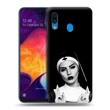 Силиконовый противоударный чехол на Samsung Galaxy A40 с принтом монашка Силиконовый противоударный чехол на Samsung Galaxy A40 с принтом монашка