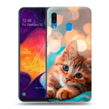 Силиконовый противоударный чехол на Samsung Galaxy A40 с принтом котик Силиконовый противоударный чехол на Samsung Galaxy A40 с принтом котик