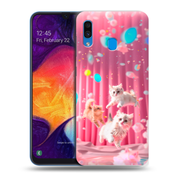 Силиконовый противоударный чехол на Samsung Galaxy A40 с принтом милые котики Силиконовый противоударный чехол на Samsung Galaxy A40 с принтом милые котики