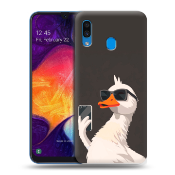 Силиконовый противоударный чехол на Samsung Galaxy A40 с принтом утка в очках Силиконовый противоударный чехол на Samsung Galaxy A40 с принтом утка в очках