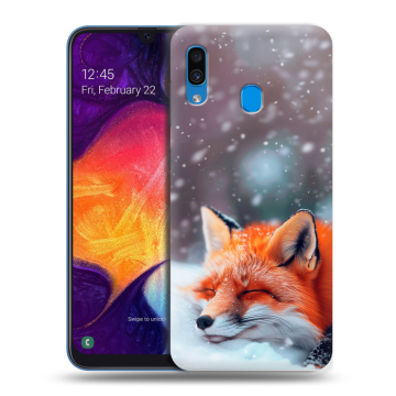 Силиконовый противоударный чехол на Samsung Galaxy A40 с принтом лиса Силиконовый противоударный чехол на Samsung Galaxy A40 с принтом лиса
