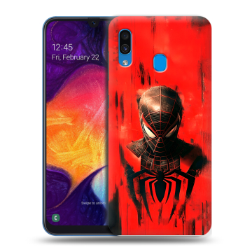 Силиконовый противоударный чехол на Samsung Galaxy A40 с принтом человек паук spiderman