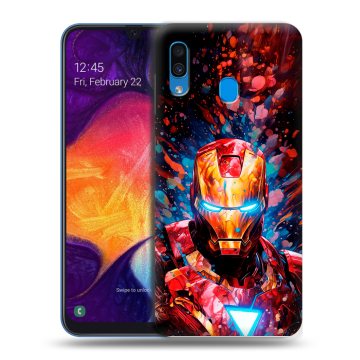 Силиконовый противоударный чехол на Samsung Galaxy A40 с принтом Железный человек Ironman