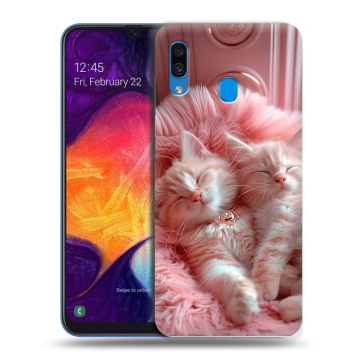 Силиконовый противоударный чехол на Samsung Galaxy A40 с принтом котята котики