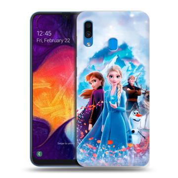 Силиконовый противоударный чехол на Samsung Galaxy A40 с принтом Холодное сердце Frozen