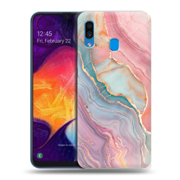 Силиконовый противоударный чехол на Samsung Galaxy A40 с принтом розовый мрамор