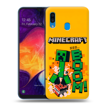 Силиконовый противоударный чехол на Samsung Galaxy A40 с принтом Майнкрафт Minecraft