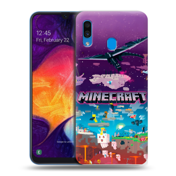 Силиконовый противоударный чехол на Samsung Galaxy A40 с принтом Майнкрафт Minecraft