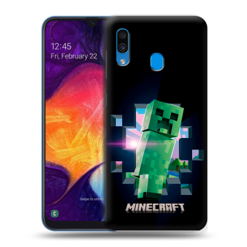 Силиконовый противоударный чехол на Samsung Galaxy A40 с принтом Майнкрафт Minecraft