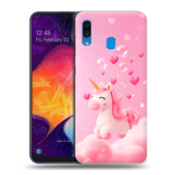 Силиконовый противоударный чехол на Samsung Galaxy A40 с принтом Единорог