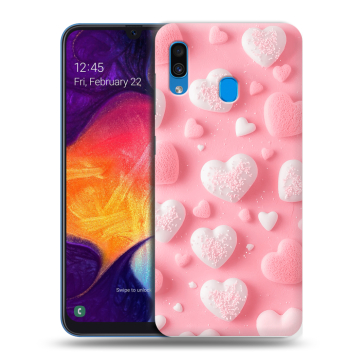 Силиконовый противоударный чехол на Samsung Galaxy A40 с принтом Сердечки
