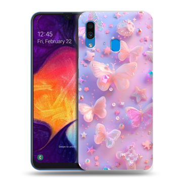 Силиконовый противоударный чехол на Samsung Galaxy A40 с принтом Бабочки