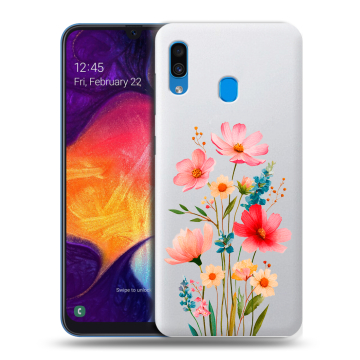 Силиконовый противоударный чехол на Samsung Galaxy A40 с принтом Цветы Силиконовый противоударный чехол на Samsung Galaxy A40 с принтом Цветы