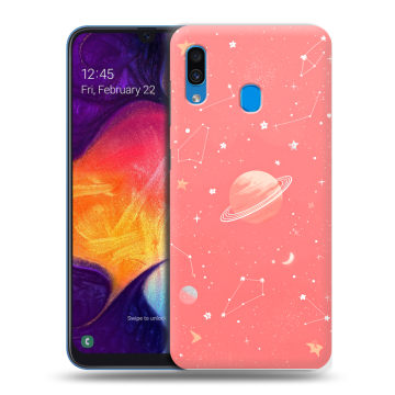 Силиконовый противоударный чехол на Samsung Galaxy A40 с принтом Розовый космос Силиконовый противоударный чехол на Samsung Galaxy A40 с принтом Розовый космос