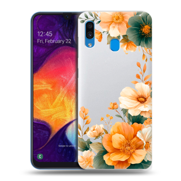 Силиконовый противоударный чехол на Samsung Galaxy A40 с принтом Цветы принт Силиконовый противоударный чехол на Samsung Galaxy A40 с принтом Цветы принт