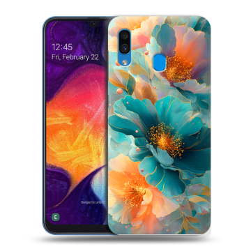 Силиконовый противоударный чехол на Samsung Galaxy A40 с принтом Цветы Силиконовый противоударный чехол на Samsung Galaxy A40 с принтом Цветы